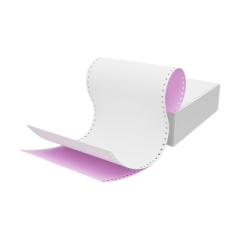 Listing Paper Fanfold Tractor Paper  11" x 9.5" - 280mm x 241mm  2 Part (2 Ply) White Pink Box of 1000 Sheets