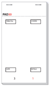 Pad 30 95mm x 170mm (140mm Tear Out) - Numbered 1-50 Restaurant Order Pads